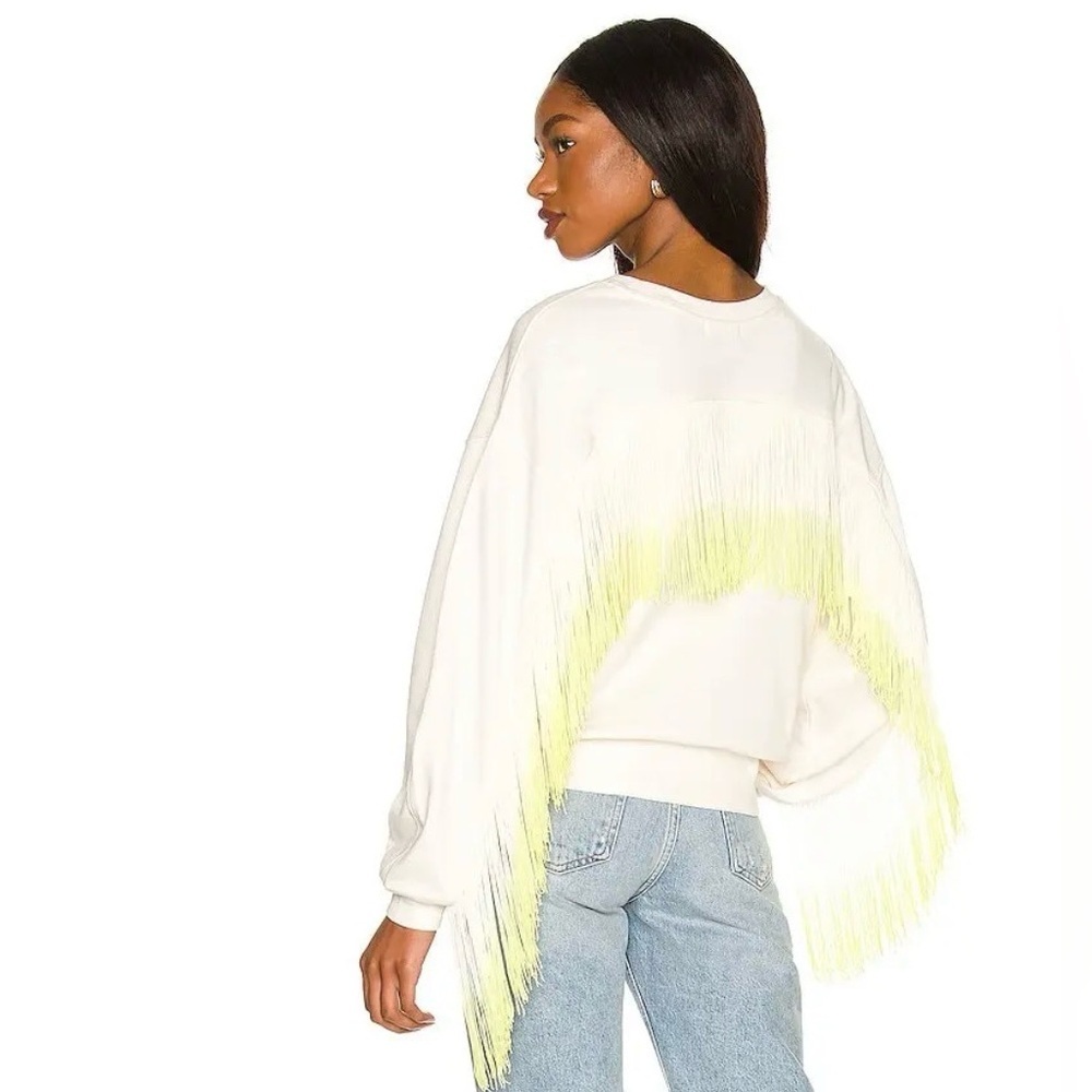 525 America Women's Ombre Fringed Sweatshirt Sweater Size Large Chalk Multi - Picture 2 of 9